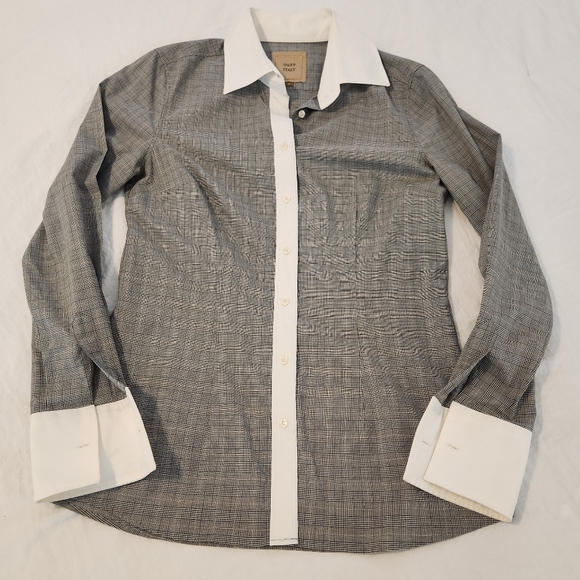 0039 Italy Women's Dress Shirt Button Up Down Glenn Plaid Sz M - Picture 9 of 11